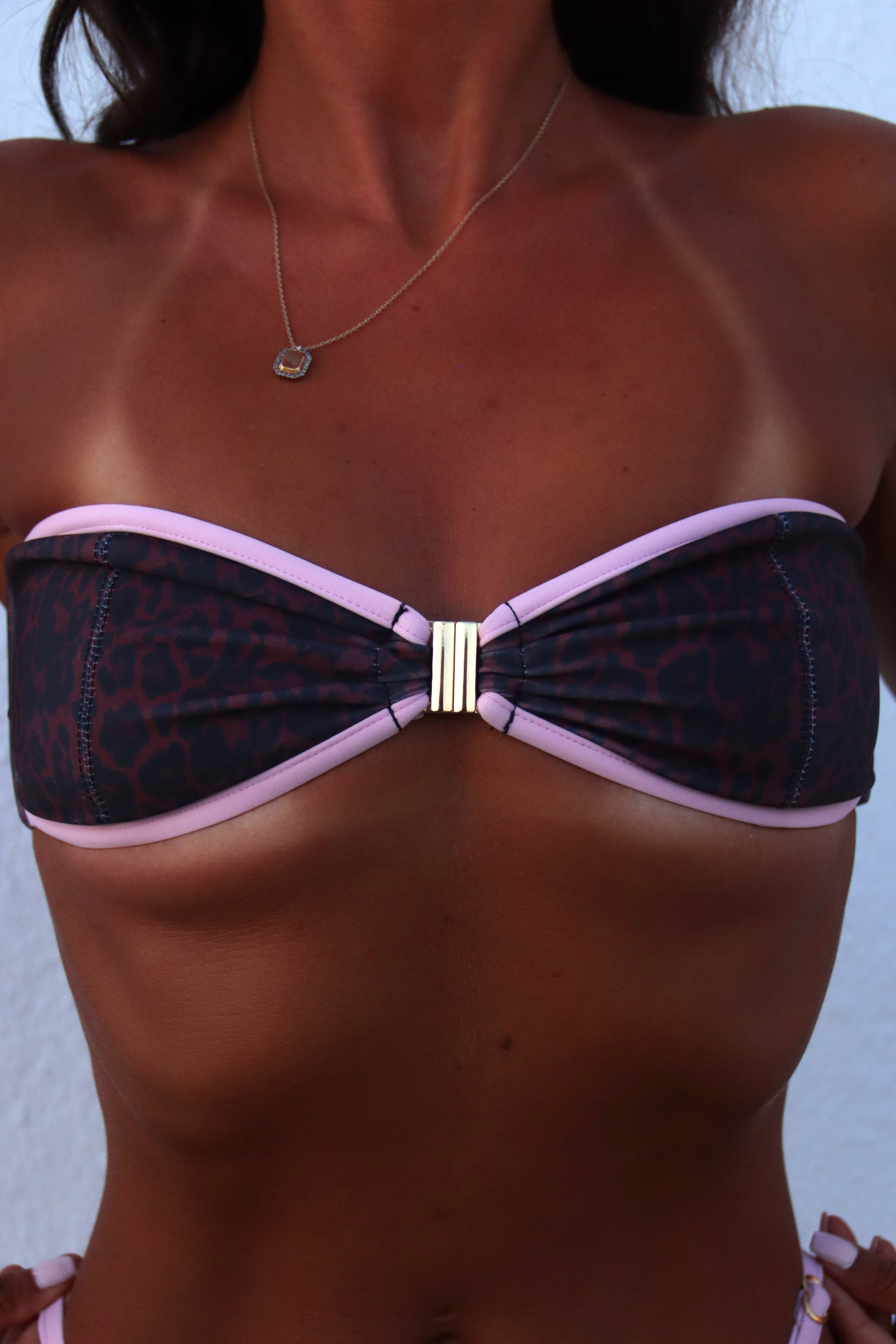 Haut de Bikini Bandeau Push-Up Gold Leopard