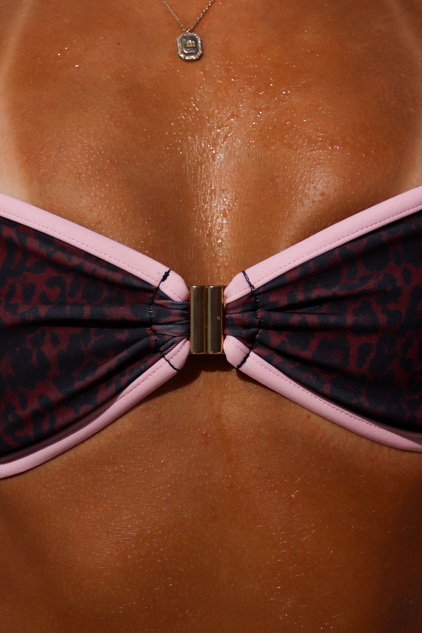 Haut de Bikini Bandeau Push-Up Gold Leopard