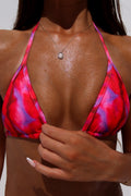 Top de Biquíni Triângulo Push Up Red Hibiscus